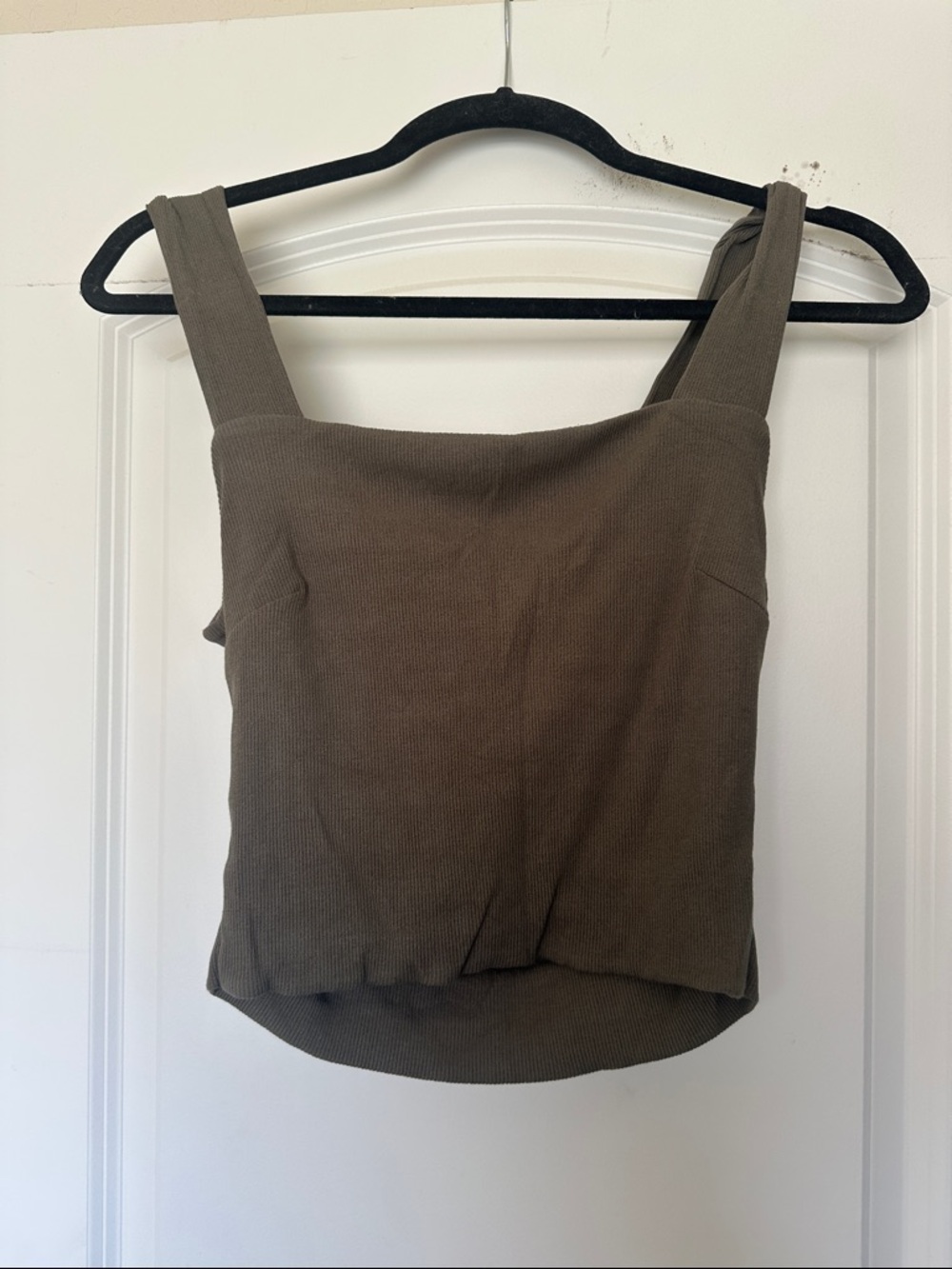 ILLA ILLA Olive-Tone Ribbed Square-Neck Camisole